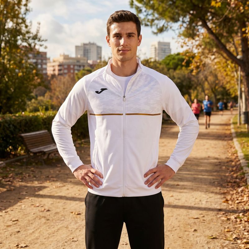 Pánská běžecká mikina Joma Record III Full Zip white 6
