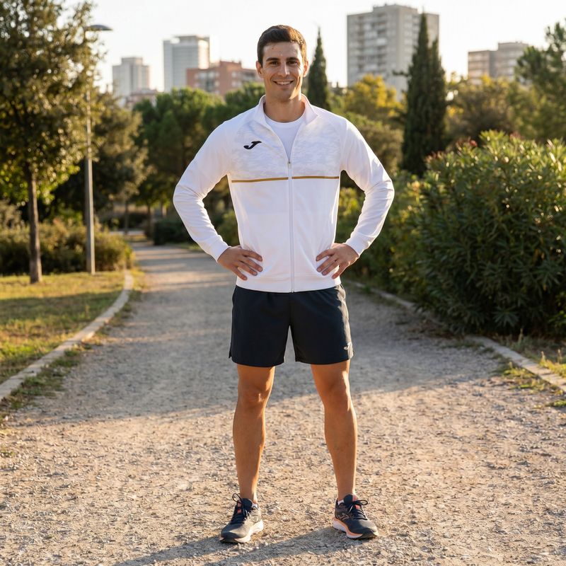 Pánská běžecká mikina Joma Record III Full Zip white 7