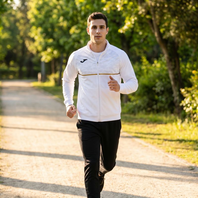 Pánská běžecká mikina Joma Record III Full Zip white 8