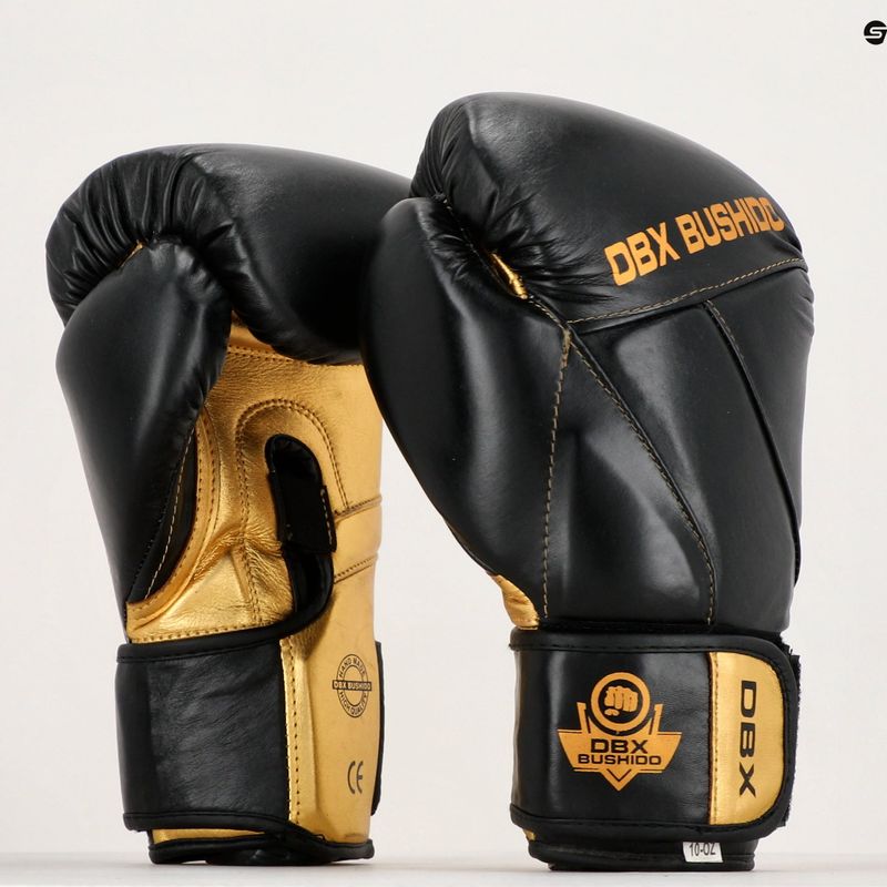 Boxerské rukavice Bushido z přírodní kůže černé B-2v14-10 oz 16