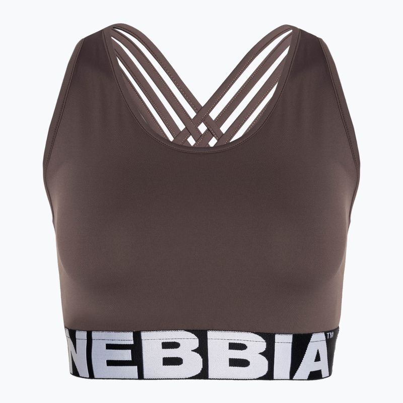 NEBBIA Medium Impact Cross hnědá fitness podprsenka 4
