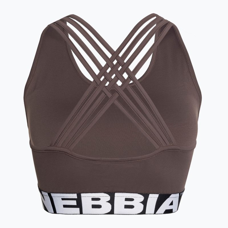 NEBBIA Medium Impact Cross hnědá fitness podprsenka 5