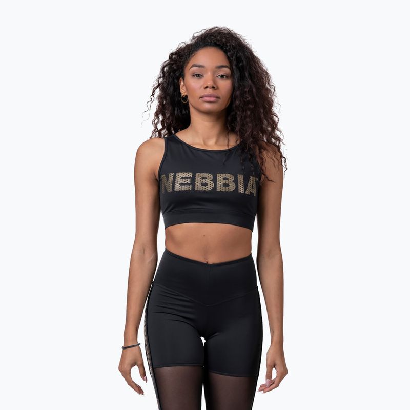 Sportovní podprsenka Nebbia Gold Mesh Mini Top černy 8300110