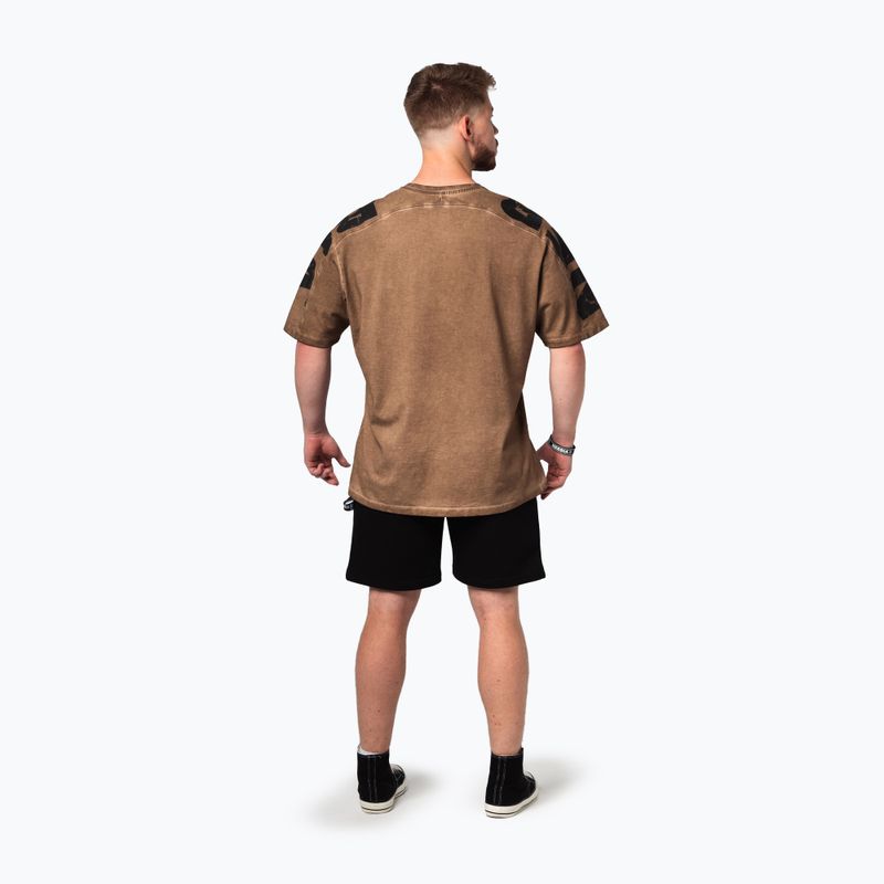 Pánské sportovní  tričko NEBBIA Washed-Off Lifting Club light brown 3