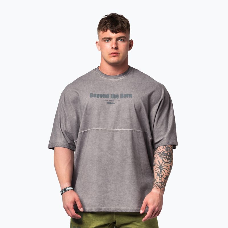 Pánské sportovní  tričko NEBBIA Washed-Off Heavyweight No Shortcuts light grey