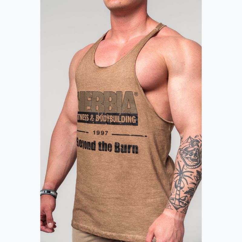 Pánské sportovní  tílko NEBBIA Washed-Off Stringer Max Out light brown 4