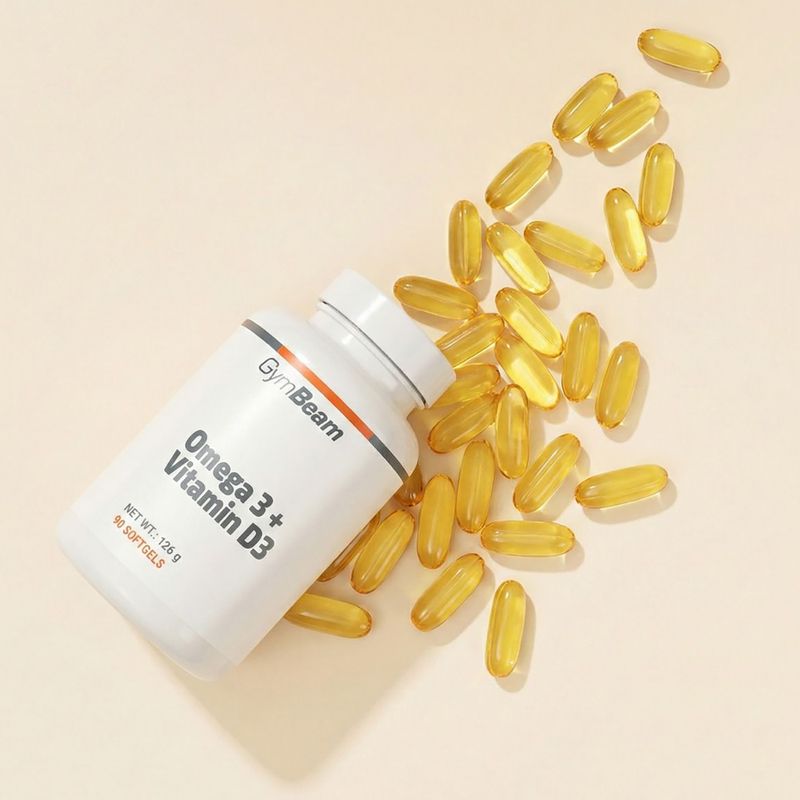 Kyseliny tukové + vitamín D3 doplněk stravy GymBeam Omega 3 + D3 90 kapslí 2