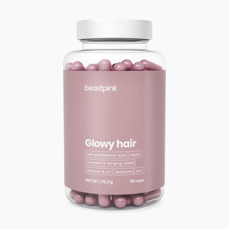 Doplněk GymBeam Glowy Hair - BeastPink 90 kapslí