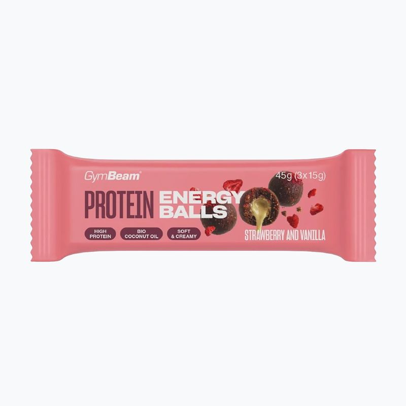 Proteinová tyčinka GymBeam Protein Energy Balls 45 g stawberry vanilla