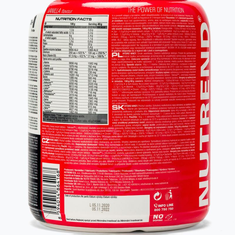 Syrovátka Nutrend Hydro 800g vanilka VS-074-800-VA 3