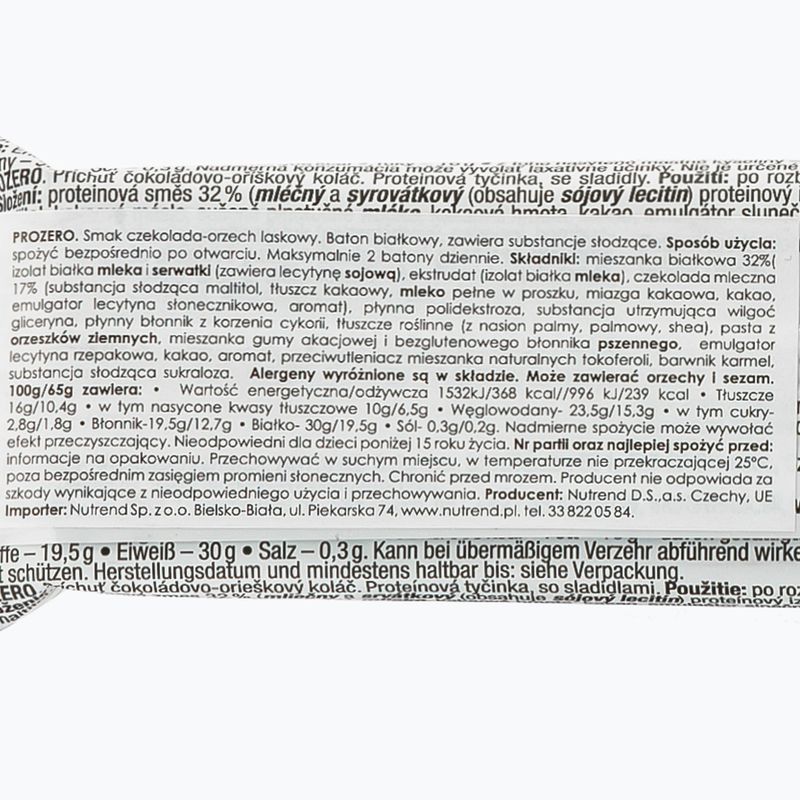 Proteinová tyčinka Nutrend Pro Zero 65g čokoláda-ořech VM-060-65-ČOO 2