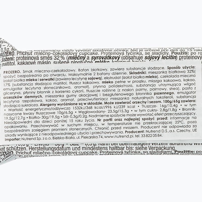 Proteinová tyčinka Nutrend Pro Zero 65g čokoládové muffiny VM-060-65-MLČ 2