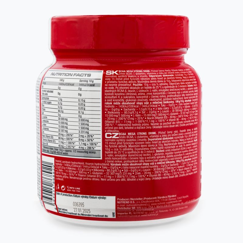 BCAA Mega Strong Nutrend aminokyseliny 400g černý rybíz VS-106-400-ČR 3