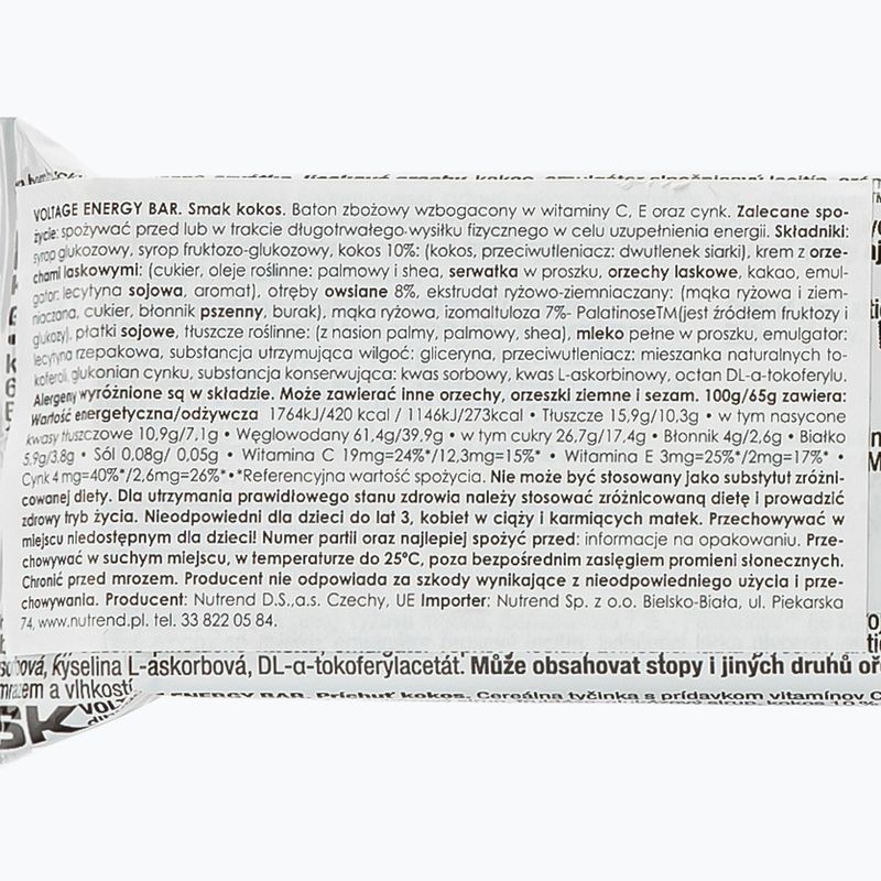 Energetická tyčinka Nutrend Voltage Energy Bar 65g kokos VM-034-65-KO 2