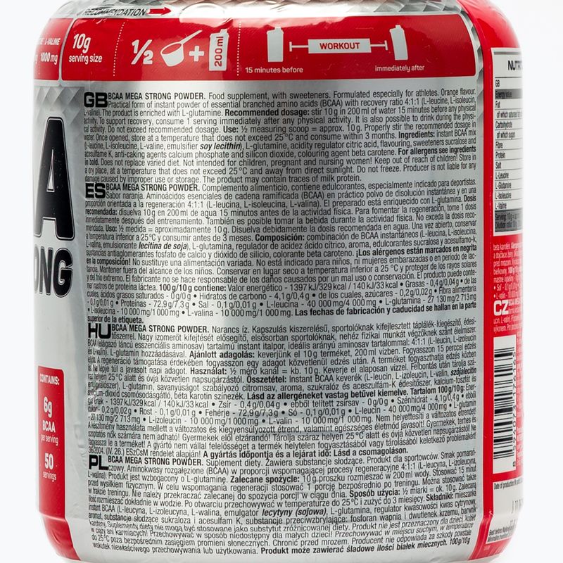 BCAA Mega Strong Nutrend aminokyseliny 500g pomeranč VS-045-500-PO 2