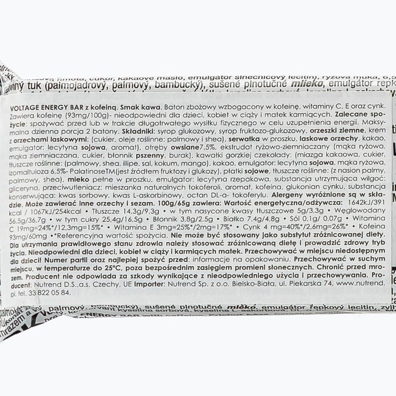 Energetická tyčinka Nutrend Voltage Energy Bar 65g káva s kofeinem VM-033-65-KV 2