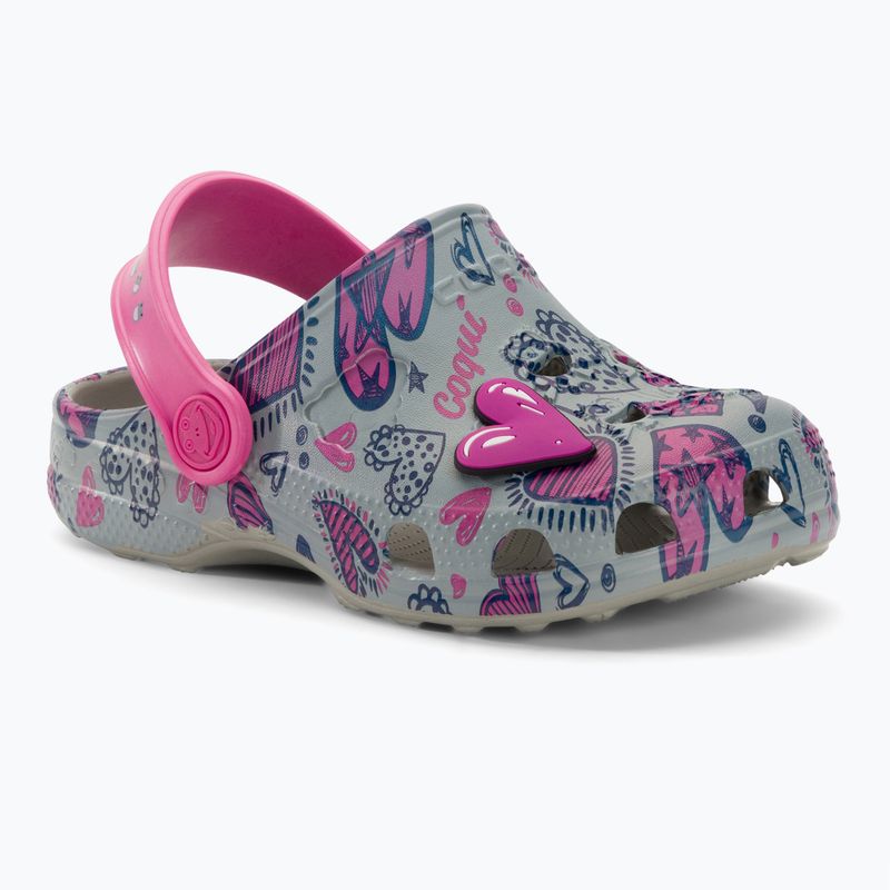 Coqui Little Frog mid.grey/fuchsia love/amulet dětské sandály 2
