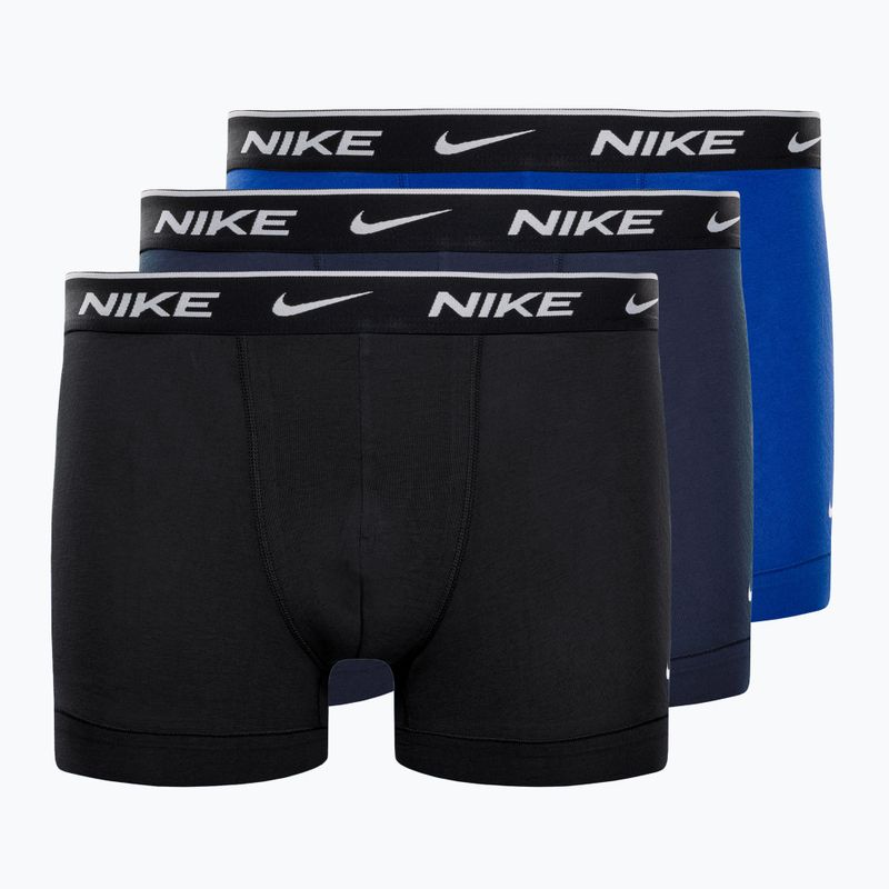 Pánské boxerky Nike Everyday Cotton Stretch Trunk 3Pk UB1 obsidian / game royal / black