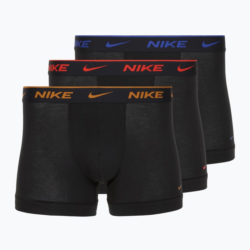 Pánské boxerky Nike Everyday Cotton Stretch Trunk 3 páry black lig crim/des och/deep night logo v pase