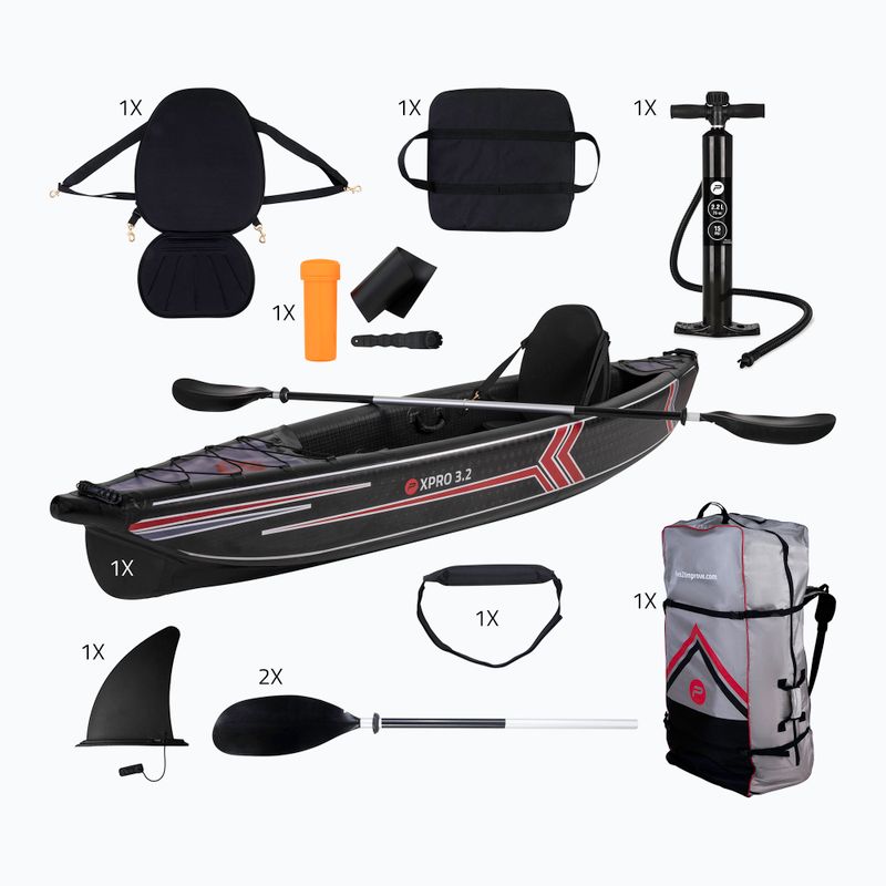 Vysokotlaký nafukovací kajak Pure4Fun Dropstitch pro 1 osobu černý 160000