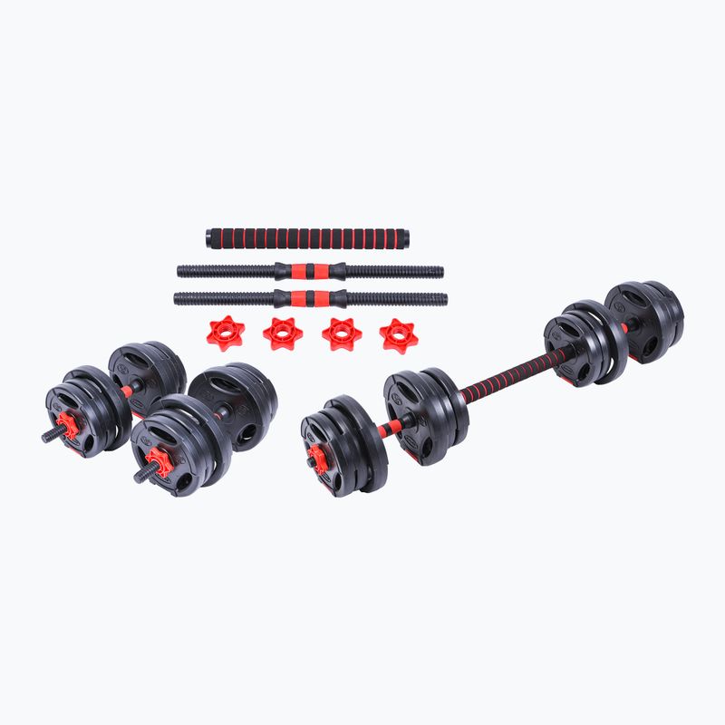 Jednoruční nakládací činky Pure2Improve Hybrid Dumbell/Barbell černo-červené P2I202340