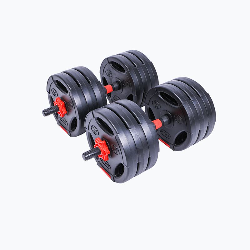 Pure2Improve Hybrid Dumbell/Barbell 30kg činky s funkcí činky černé a červené P2I202350 2