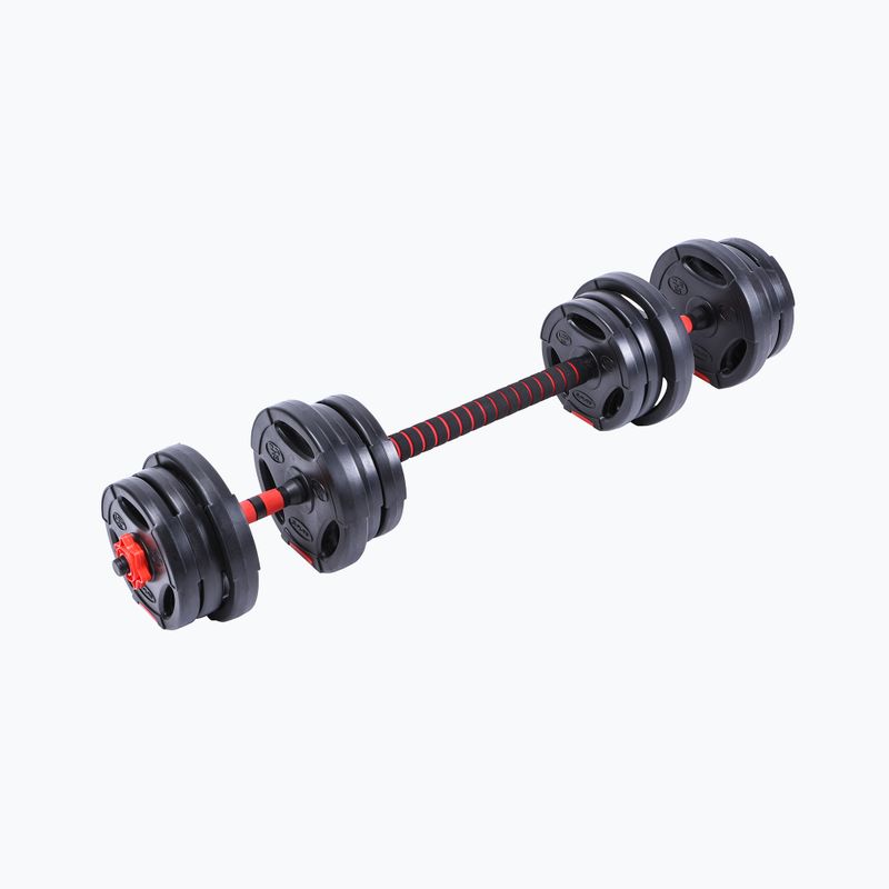 Jednoruční nakládací činky Pure2Improve Hybrid Dumbell/Barbell černo-červené P2I202340 3