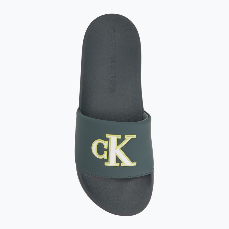 Pánské nazouváky Calvin Klein YM0YM01281 Jelly Mono PU Seaside Aqua/White 5