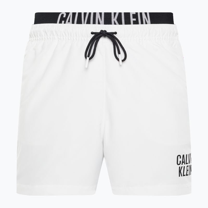 Pánské plavecké šortky Calvin Klein Medium s dvojitým pasem bílé