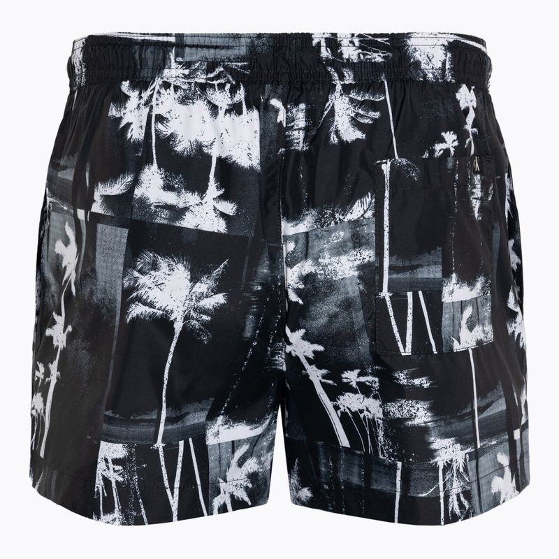Pánské plavecké šortky  Calvin Klein Short Drawstring-Print palm black 2