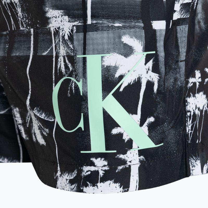 Pánské plavecké šortky  Calvin Klein Short Drawstring-Print palm black 3