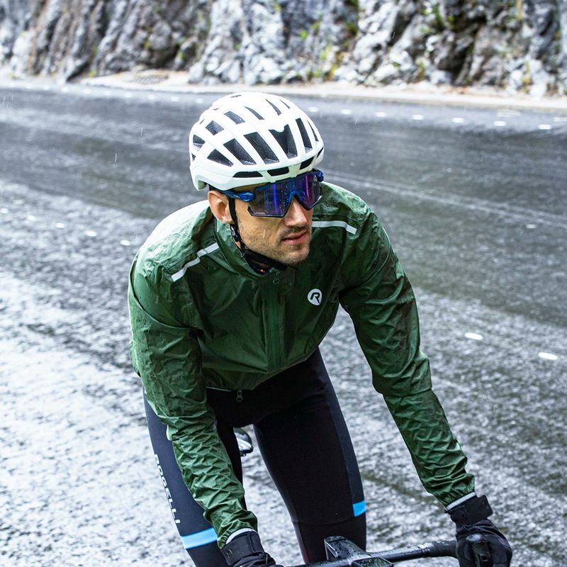 Pánská cyklistická bunda Rogelli Essential Rain fluorescent army green 6