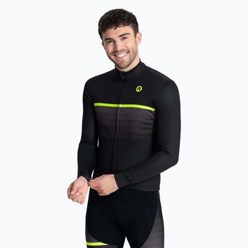 Pánský cyklistický dres longsleeve Rogelli Hero II black/fluor
