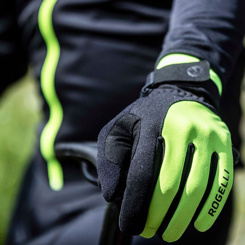Pánské cyklistické rukavice Rogelli Core II Winter Windproof fluor 3