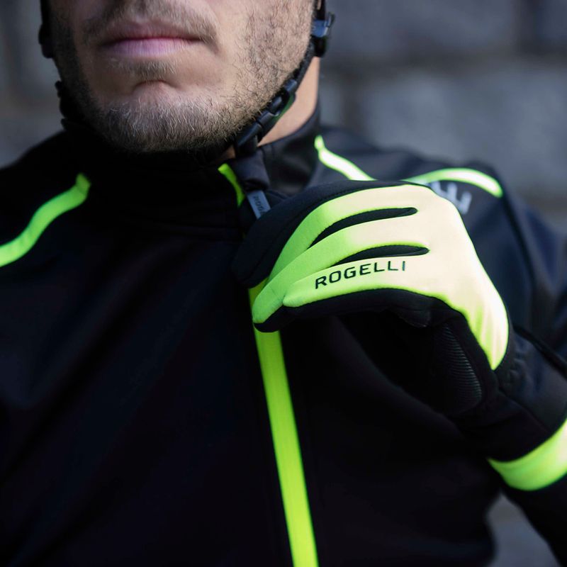 Pánské cyklistické rukavice Rogelli Core II Winter Windproof fluor 4