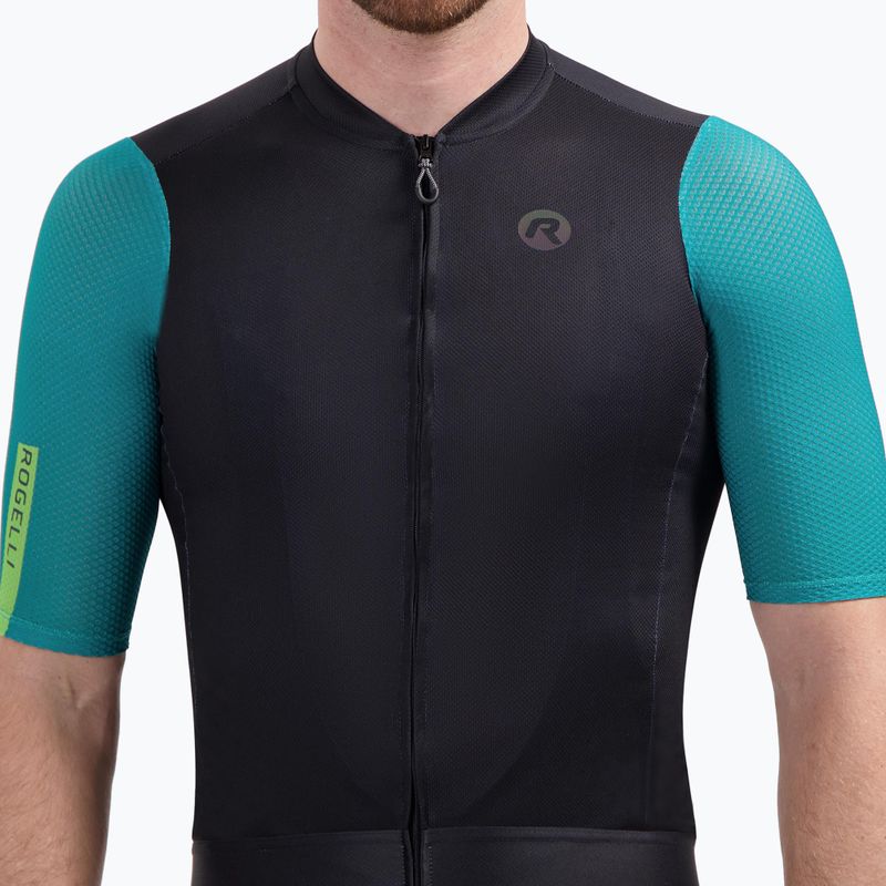 Pánský cyklistický dres Rogelli Fast black/teal/green 3