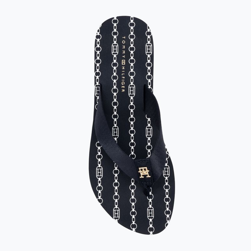 Dámské žabky Tommy Hilfiger Im Th Chainprint Midwedge Sandal space blue 5