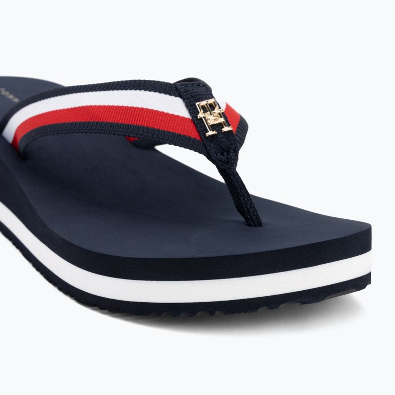 Dámské žabky Tommy Hilfiger Corp Mid Wedge Beach Sandal space blue 7