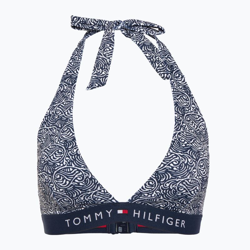 Horní díl plavek  Tommy Hilfiger Halter Rp Print illustrated wave dark night navy