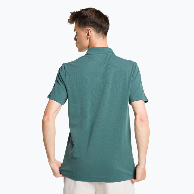 Tommy Hilfiger pánské tréninkové tričko Textured Tape Polo zelené 3