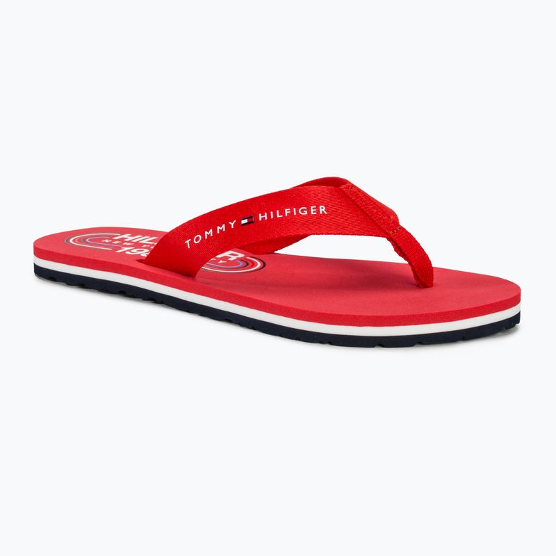 Dámské žabky Tommy Hilfiger Global Stripes Flat Beach Sandal fierce red