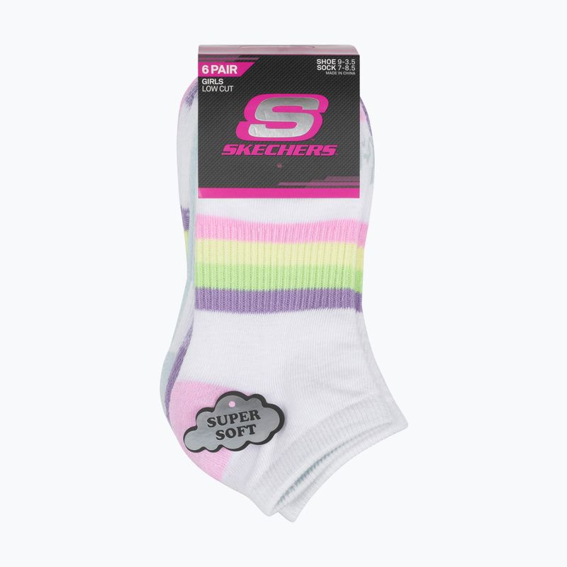 Dětské ponožky SKECHERS Heel/Toe Terry Low Cut 6 párů white/light pink 10