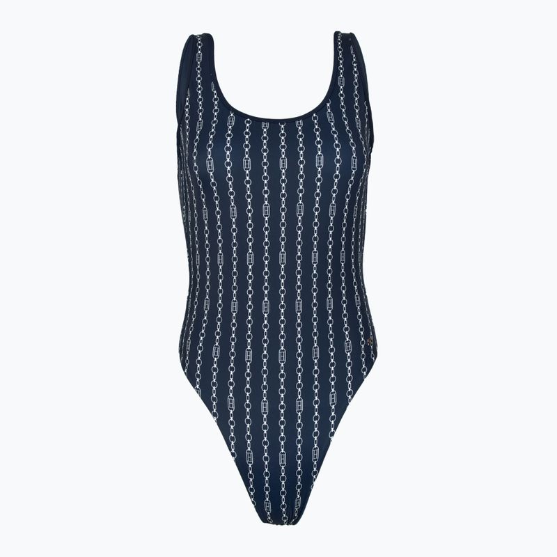 Dámské jednodílné plavky Tommy Hilfiger One Piece Print (Ext) flag chain dark night navy