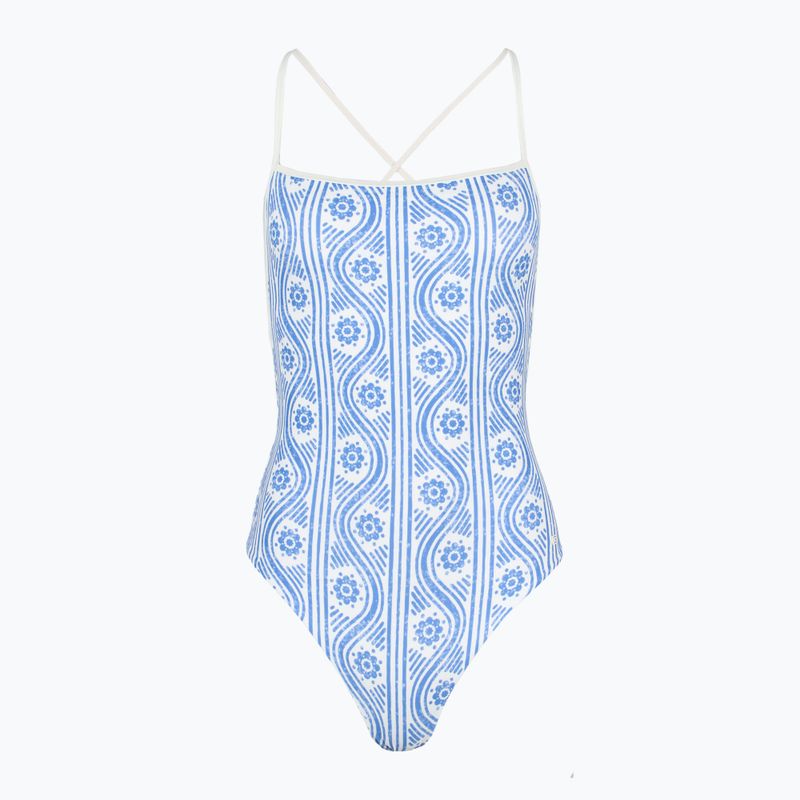 Dámské jednodílné plavky Tommy Hilfiger Straight Neck Print floral stripe blue spell