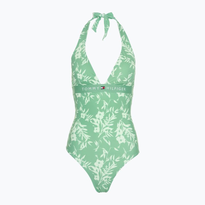 Dámské jednodílné plavky Tommy Hilfiger Halter One Piece Rp Print floral tropic aop fort green