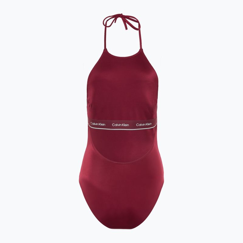 Dámské jednodílné plavky Calvin Klein  KW0KW02733 High Neck - RP plum gaze 2