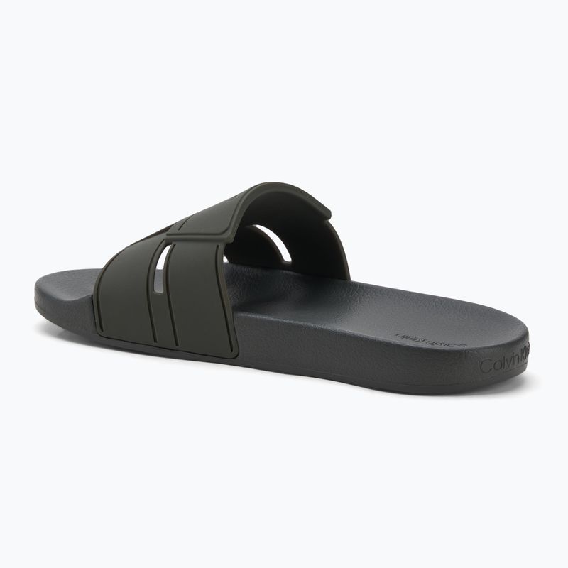Pánské žabky Calvin Klein HM0HM01752 Pool Slide Double T dark olive 3