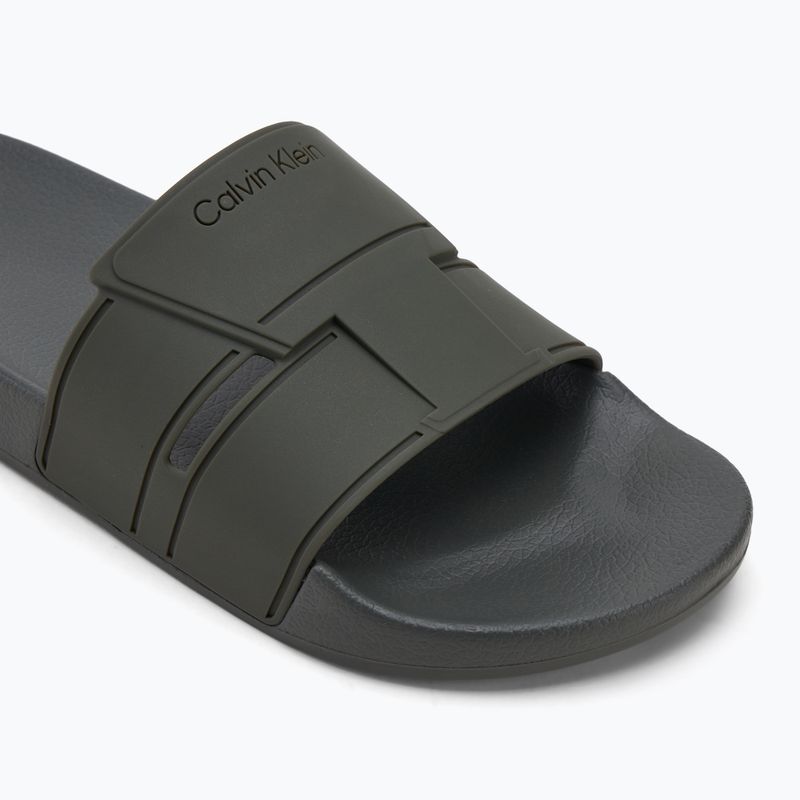 Pánské žabky Calvin Klein HM0HM01752 Pool Slide Double T dark olive 7