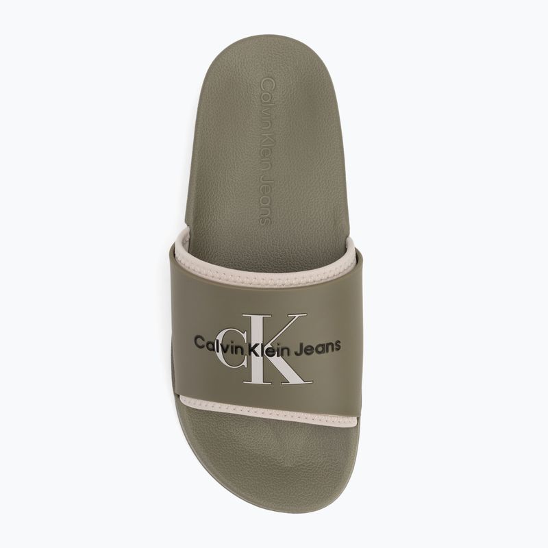 Pánské žabky Calvin Klein YM0YM00361 Slide Rubber Neoprene Monologo mermaid/eggshell 5