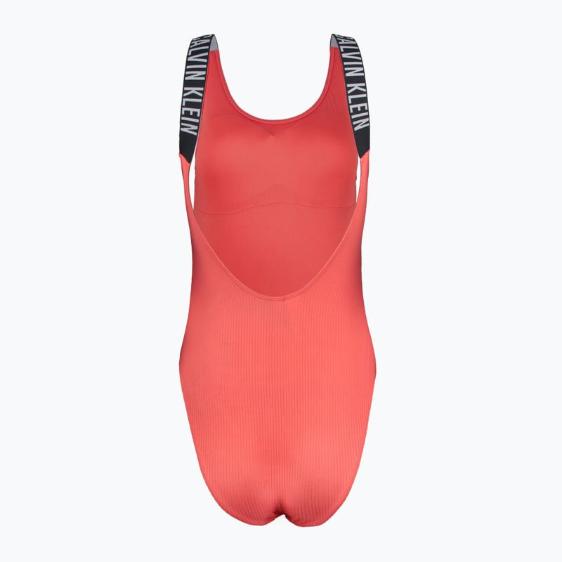Dámské jednodílné plavky Calvin Klein KW0KW02754 Intense Power Rib Scoop Back One Piece-RP dazzling coral 2